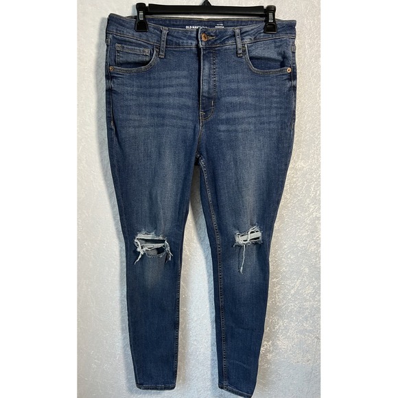 Old Navy Pants - Old Navy High Rise Super Skinny Rockstar Denim Jeans with Distressing Women's 12